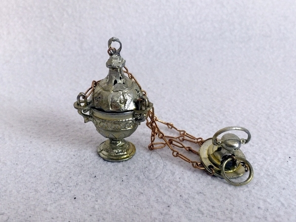 Bild von Weihrauchfass klein Zinn goldfarben