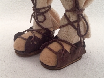 Bild von Leder-Sandale mit Holzsohle 4 plus d'braun